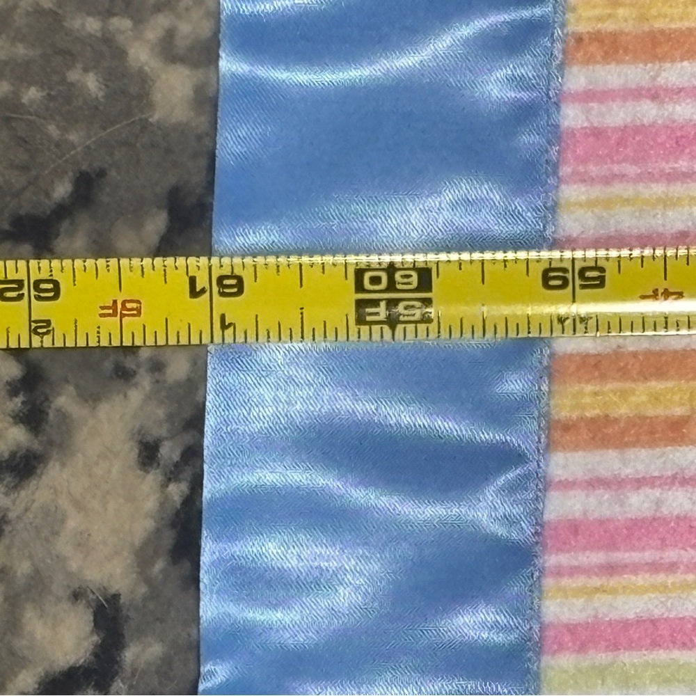 Vintage Rainbow Bear Baby Blanket Quilt Handmade Satin Trim 60x40 Clouds Spring - Picture 7 of 7
